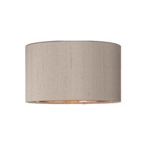 Zuton pure silk 30cm pure silk drum lamp shade in truffle on white background.