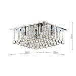 Dar Abacus Square 5 Light Flush Crystal Ceiling Fitting Chrome