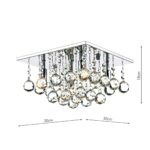 Dar Abacus Square 4 Light Flush Crystal Ceiling Fitting Chrome