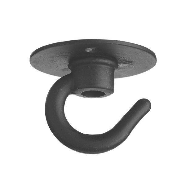 Small ceiling cable hook for pendant lights in matt black on white background