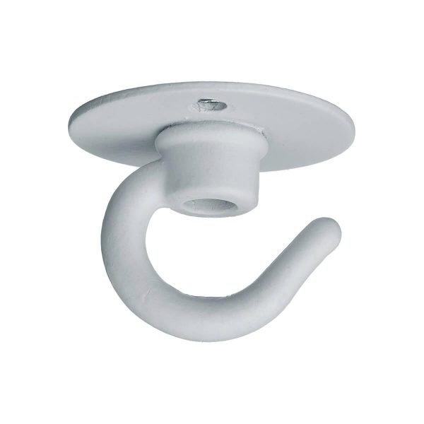 Small ceiling cable hook for pendant lights in matt white on white background