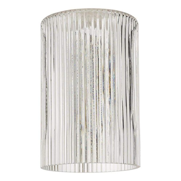Beautiful Clear Ribbed Glass Cylinder Ceiling Lamp Shade E27