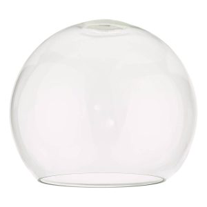 Clear glass globe ceiling lamp shade for E27 lamp holder on white background