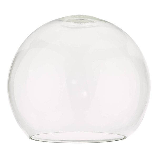 Clear glass globe ceiling lamp shade for E27 lamp holder on white background