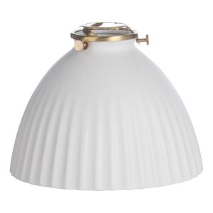 Hadano domed easy fit white ceramic lamp shade on white background