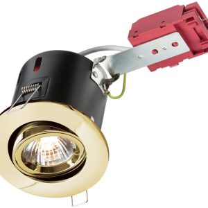 Adjustable polished brass finish GU10 fire rated tilt down light