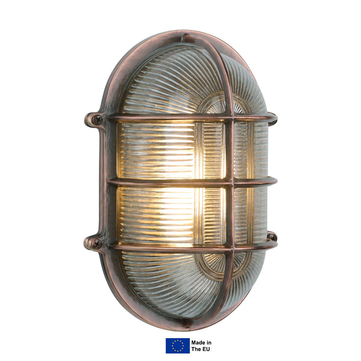 Admiral Large Oval Solid Brass Outdoor Bulkhead Light Copper