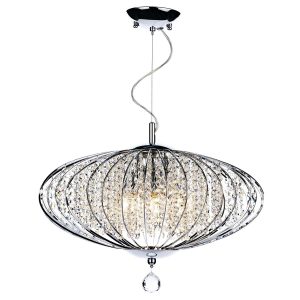 Adriatic 5 light crystal ceiling pendant in polished chrome on white background