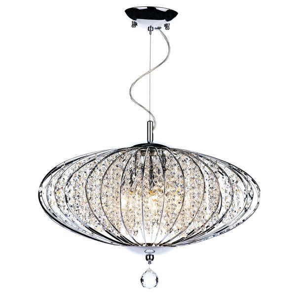 Dar Adriatic 5 Light Crystal Ceiling Pendant Polished Chrome