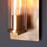 Classic Aged Bronze Patina Single Wall Light Clear Cylinder Glass Shade
