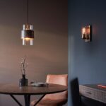 Classic Aged Bronze Patina Single Wall Light Clear Cylinder Glass Shade