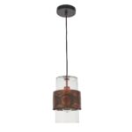 Classic Aged Copper Patina Single Light Pendant Clear Glass Shade