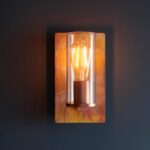 Classic Aged Copper Patina Single Wall Light Clear Cylinder Glass Shade