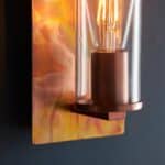 Classic Aged Copper Patina Single Wall Light Clear Cylinder Glass Shade