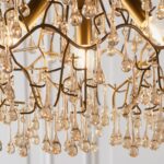 Aged Gold Finish Branch 4 Light Chandelier With Champagne Glass Drops