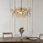 Aged Gold Finish Branch 4 Light Chandelier With Champagne Glass Drops