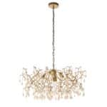 Aged Gold Finish Branch 4 Light Chandelier With Champagne Glass Drops