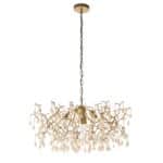 Aged Gold Finish Branch 4 Light Chandelier With Champagne Glass Drops