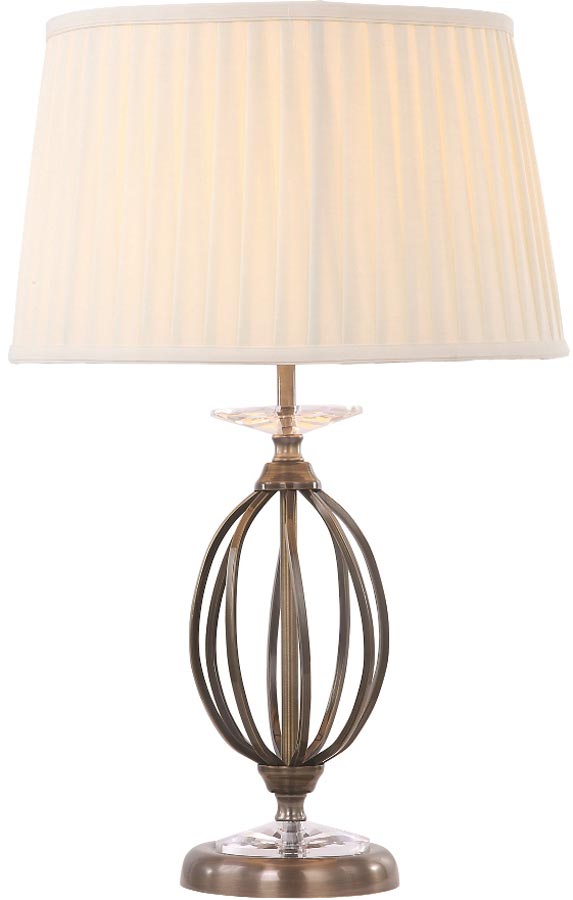 Elstead Aegean Aged Brass Table Lamp With Pleated Ivory Shade