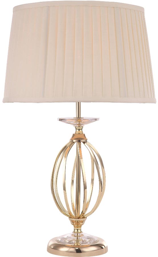 Elstead Aegean Polished Brass Table Lamp With Pleated Ivory Shade