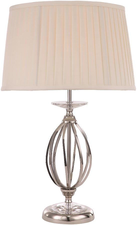 Elstead Aegean Polished Nickel Table Lamp With Pleated Ivory Shade