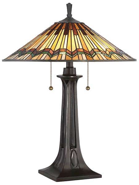 Alcott 2 light Mission style Tiffany table lamp