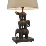 Dar Alina Elephant Table Lamp Antique Bronze Taupe Shade