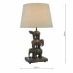 Dar Alina Elephant Table Lamp Antique Bronze Taupe Shade