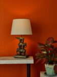 Dar Alina Elephant Table Lamp Antique Bronze Taupe Shade