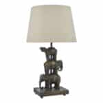 Dar Alina Elephant Table Lamp Antique Bronze Taupe Shade