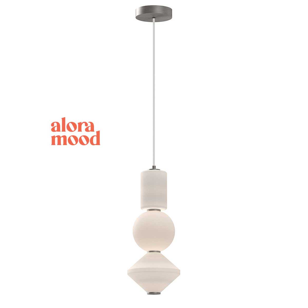 Alora Bijou Opal Glass LED Pendant with Brushed Nickel Detail