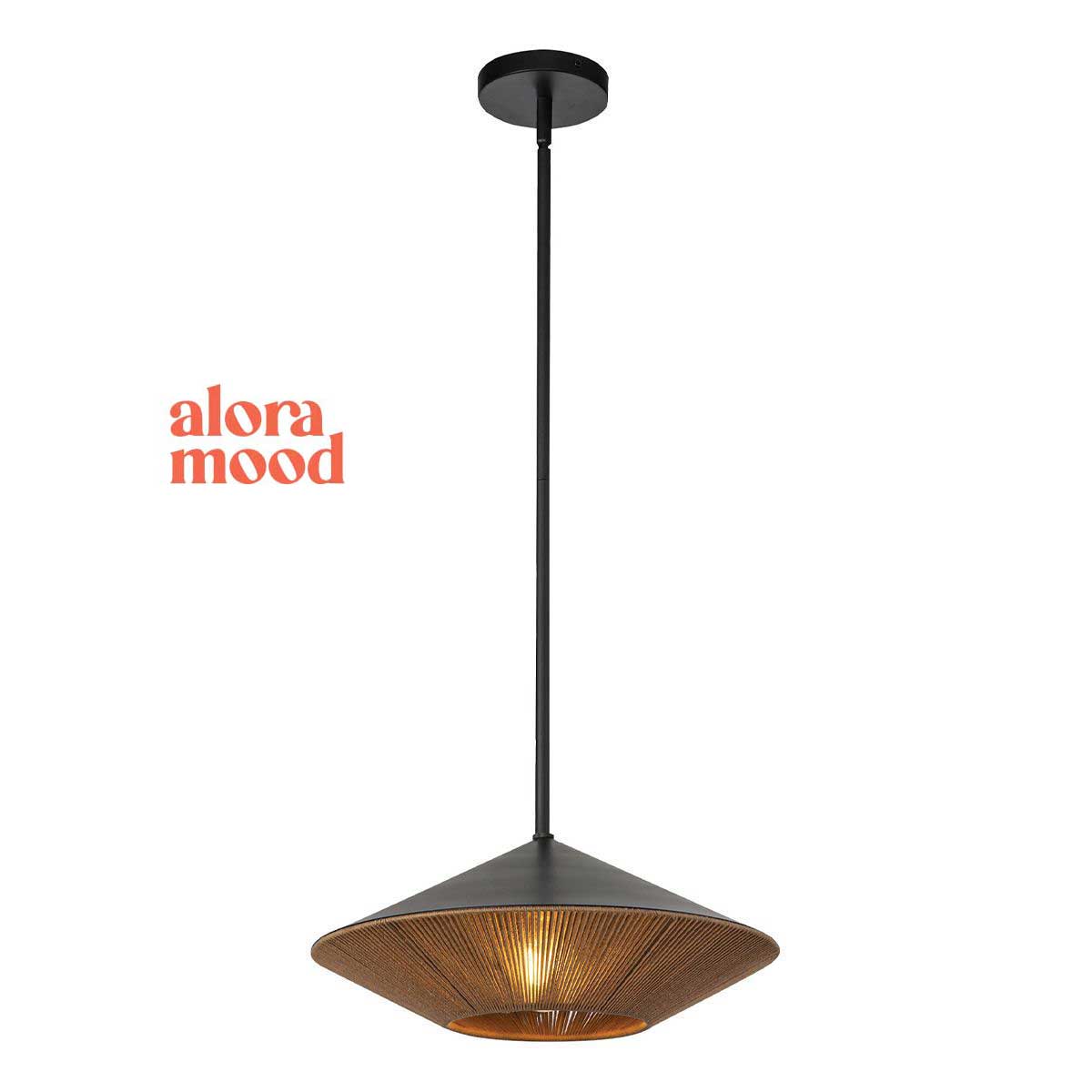 Alora Daphne Large Matt Black Pendant with Natural String