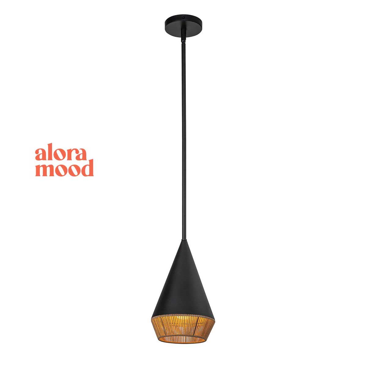 Alora Daphne Small Matt Black Pendant with Natural String