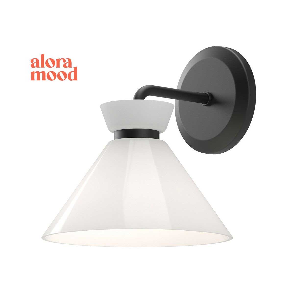 Alora Halston Matt Black Light with Opal Glass Shade