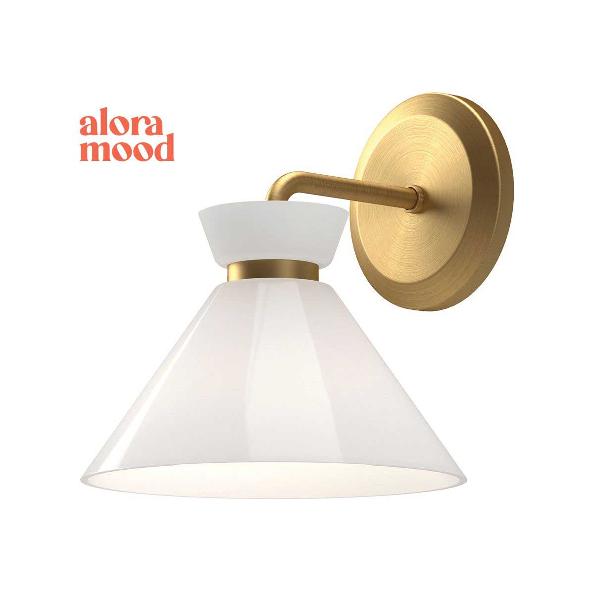 Alora Halston Brushed Gold Wall Light with Opal Glass Shade