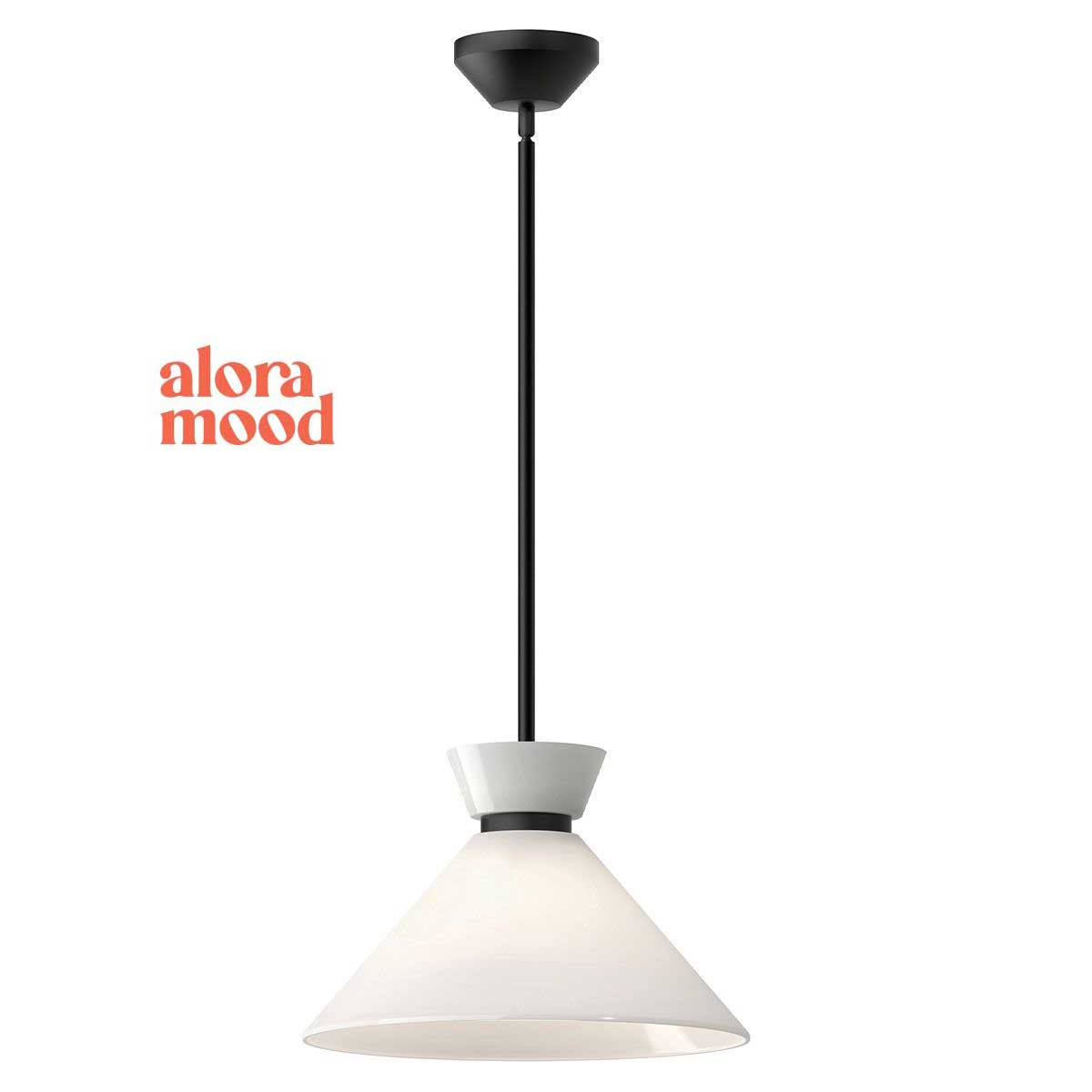 Alora Halston Matt Black Kitchen Pendant with Opal Glass