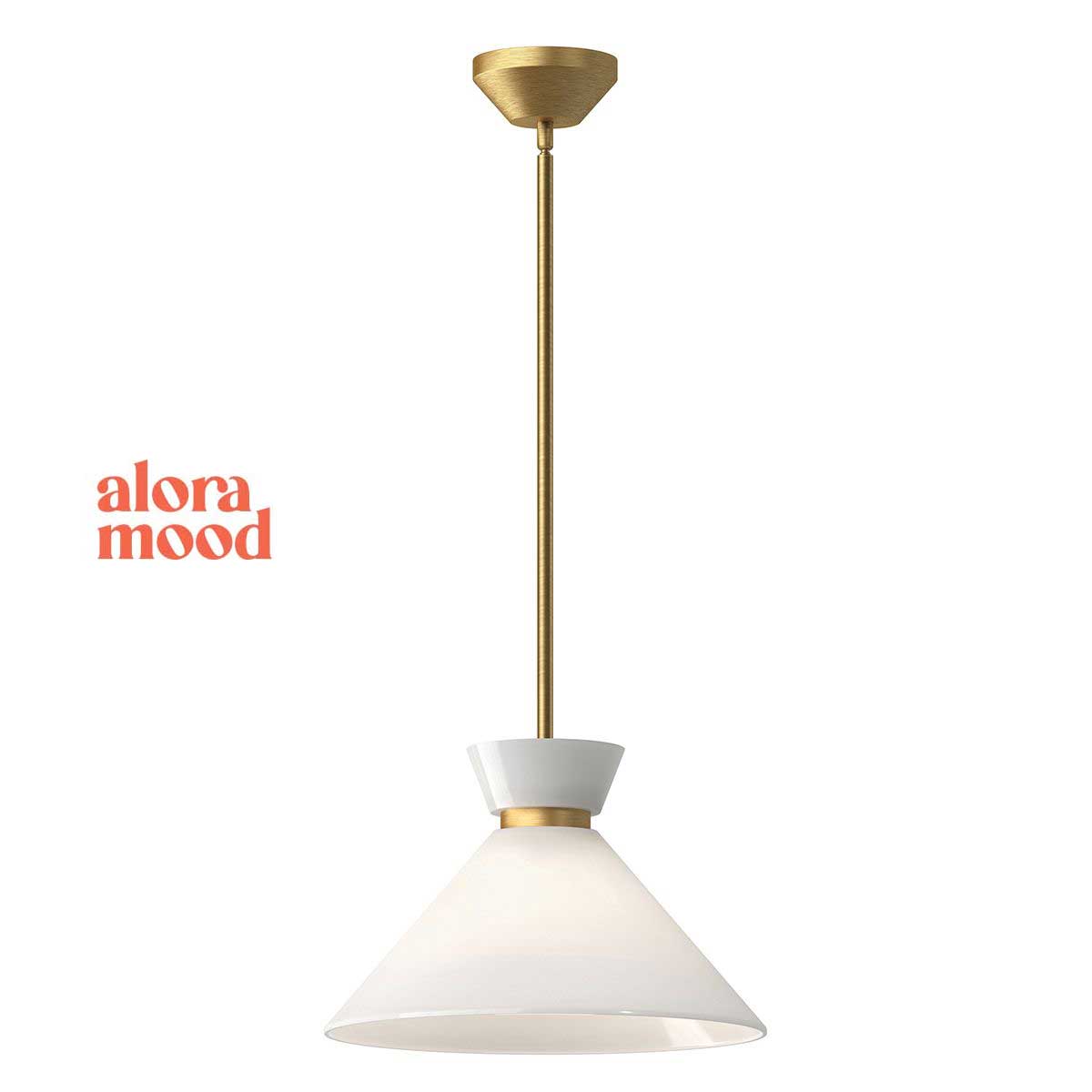 Alora Halston Brushed Gold Kitchen Pendant with Opal Glass