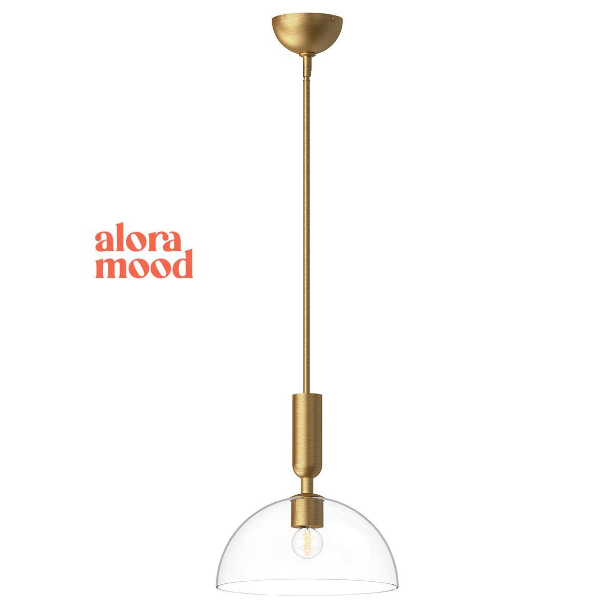 Alora Jude Brushed Gold Single Pendant with Clear Glass Shade