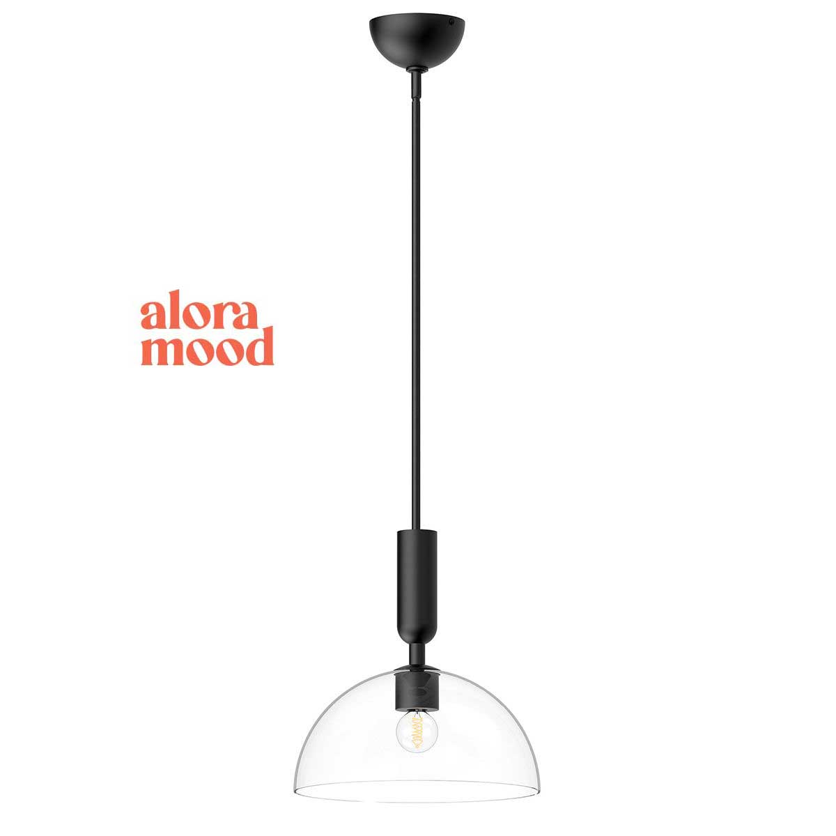 Alora Jude Matt Black Single Pendant with Clear Glass Shade