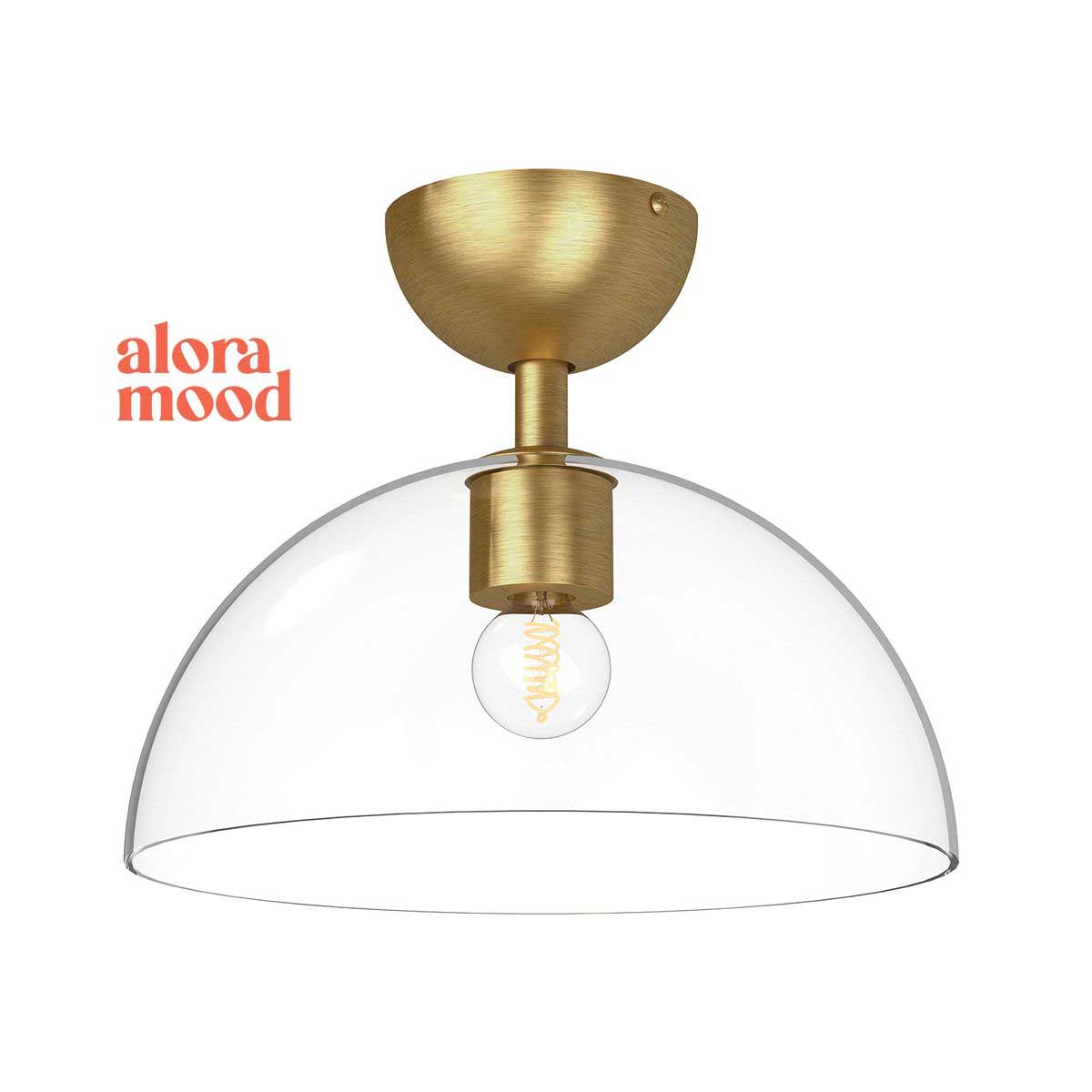 Alora Jude Brushed Gold Semi Flush with Clear Glass Shade
