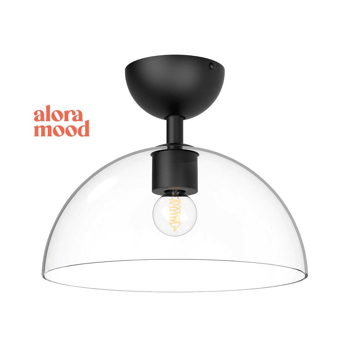Alora Jude Matt Black Semi Flush with Clear Glass Shade