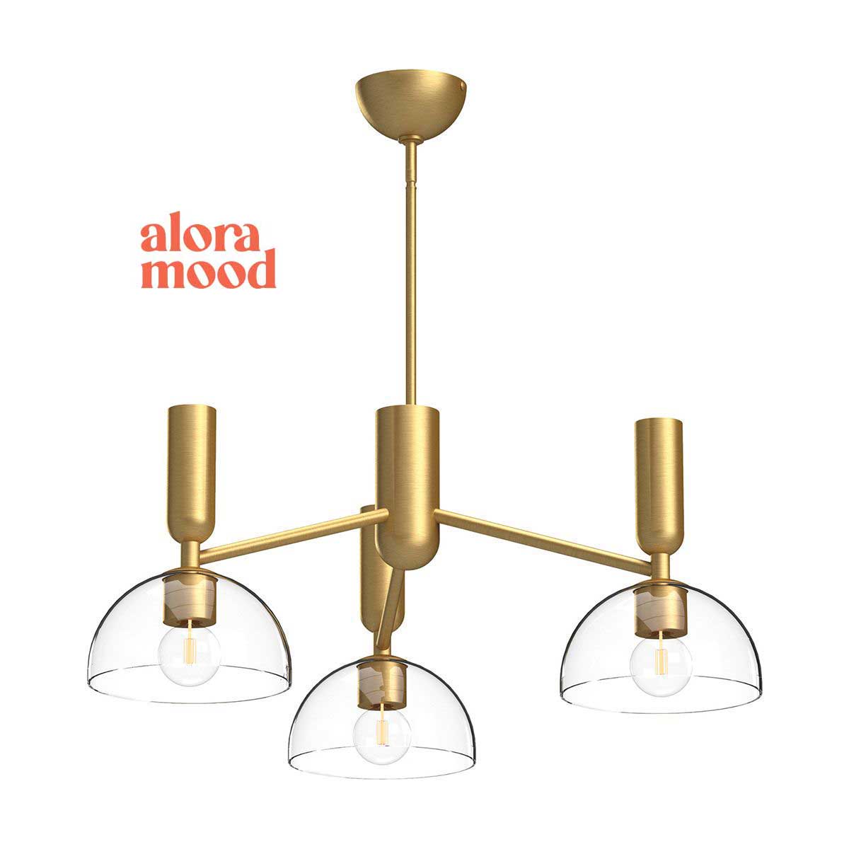 Alora Jude Brushed Gold 3 Light Chandelier with Clear Glass Shades