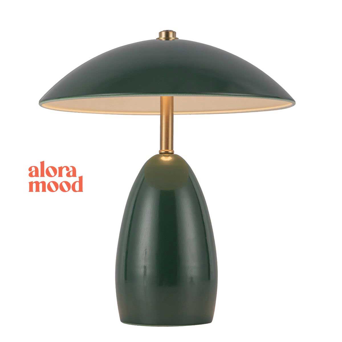 Alora Poppy Small Rechargeable Table Lamp in Pine Green
