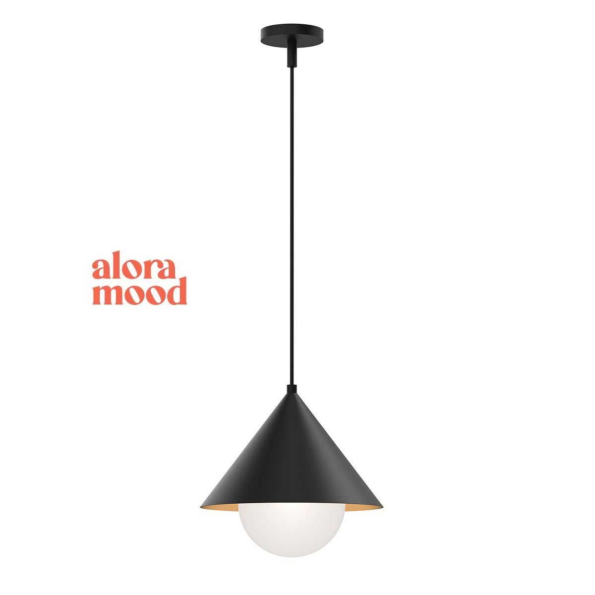 Alora Remyck Matt Black 1 Light Pendant with Opal Globe