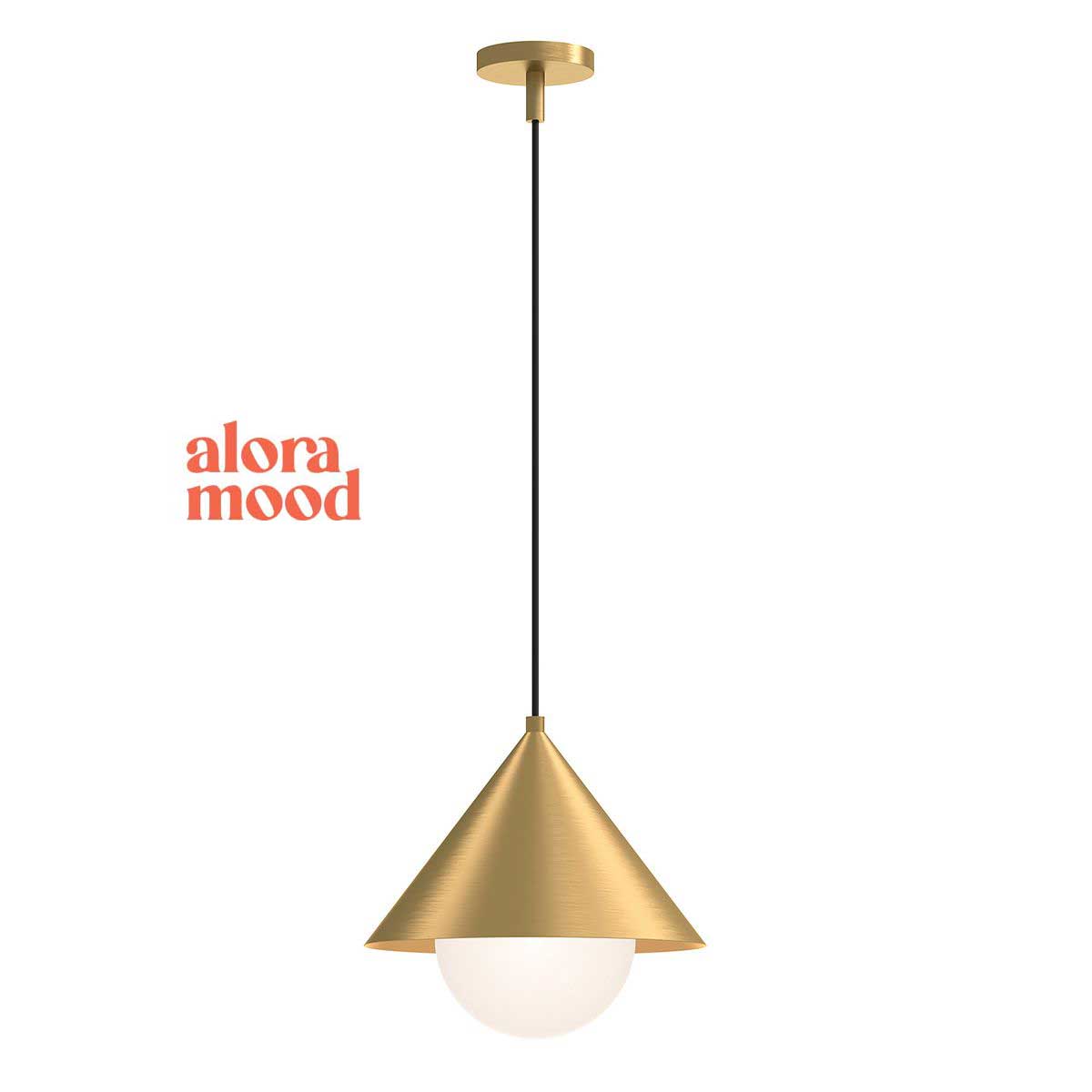 Alora Remyck Brushed Gold 1 Light Pendant with Opal Globe