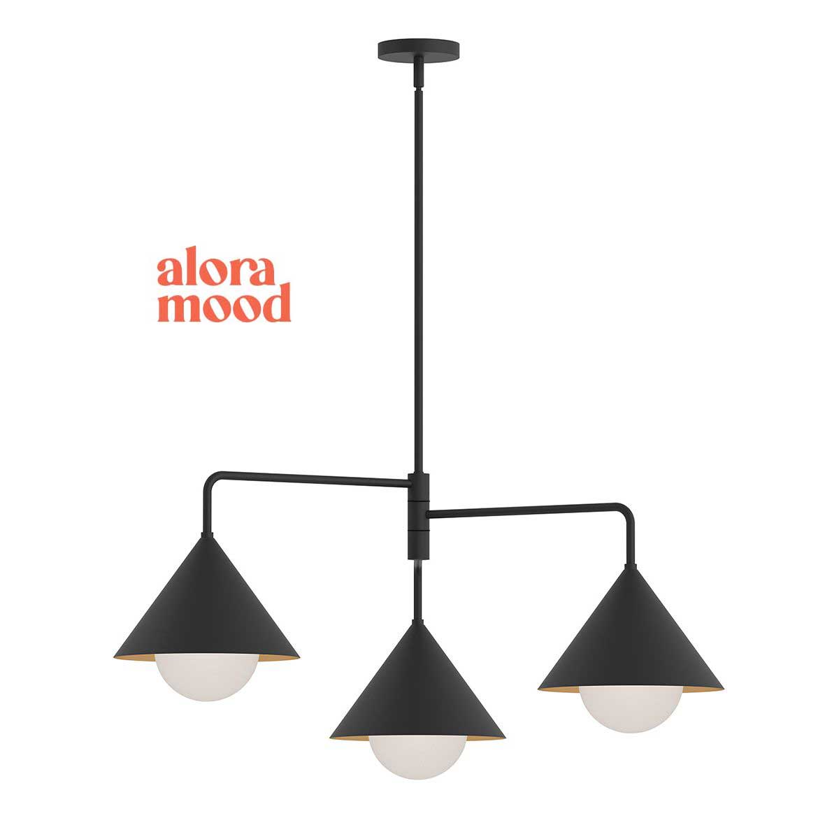 Alora Remyck Modern Matt Black 3 Light Chandelier