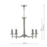 Dar Ambassador 5 Light Dual Mount Chandelier Satin Chrome