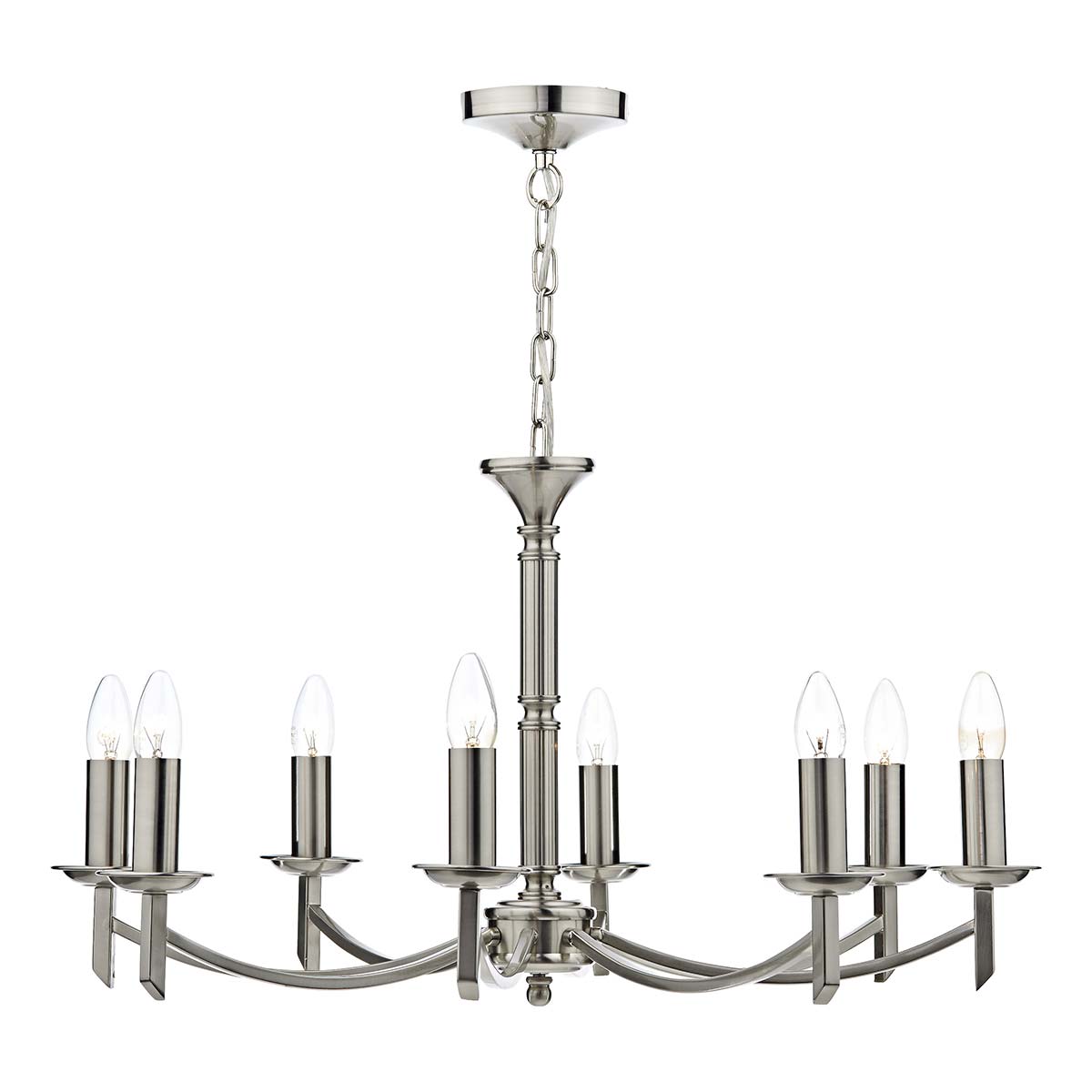 Dar Ambassador 8 Light Dual Mount Chandelier Satin Chrome