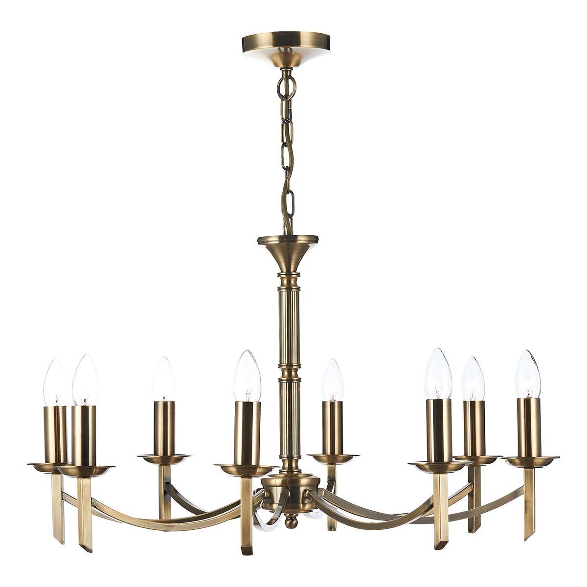 Dar Ambassador 8 Light Dual Mount Chandelier Antique Brass