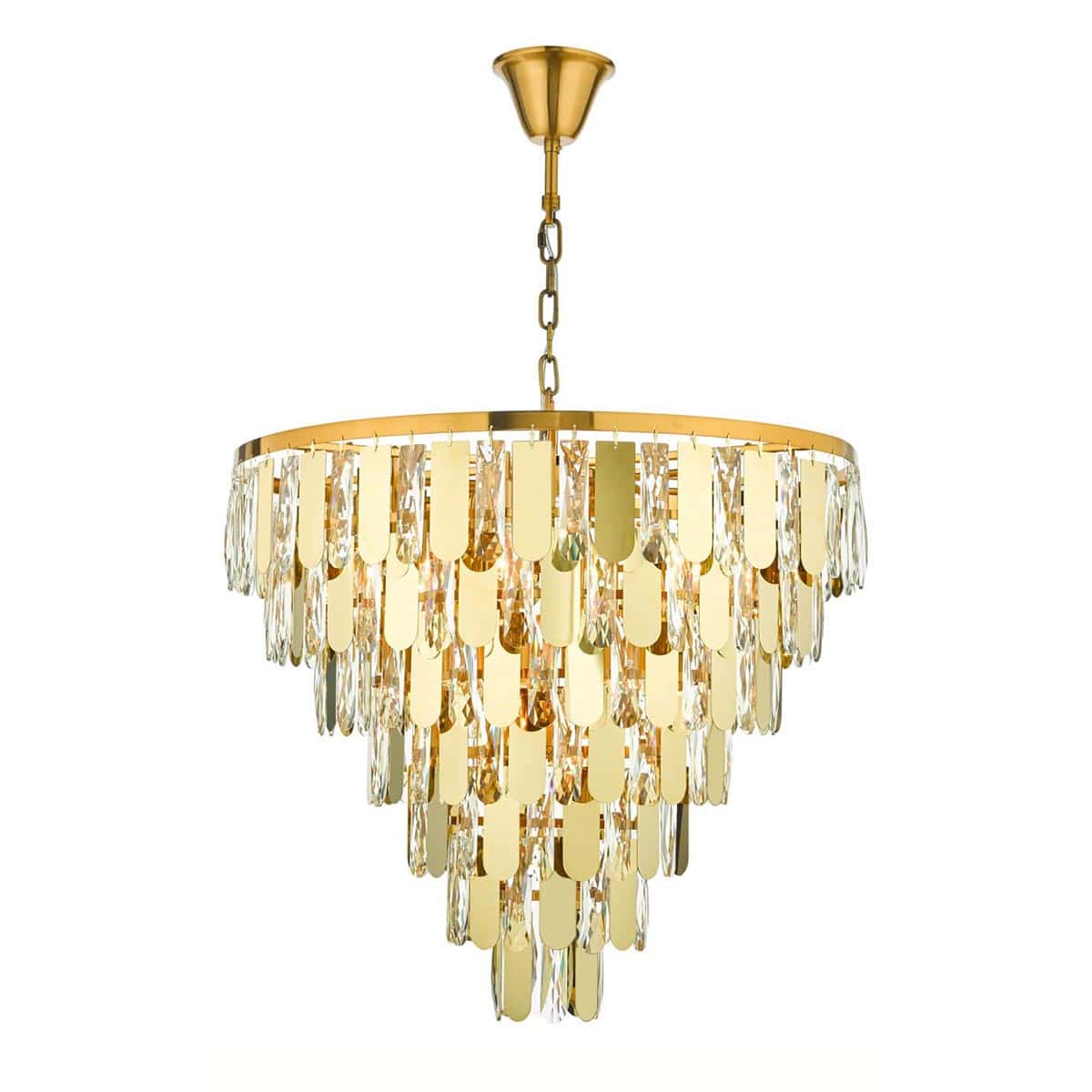 Dar Amira Luxury 12 Light Crystal Chandelier Polished Gold